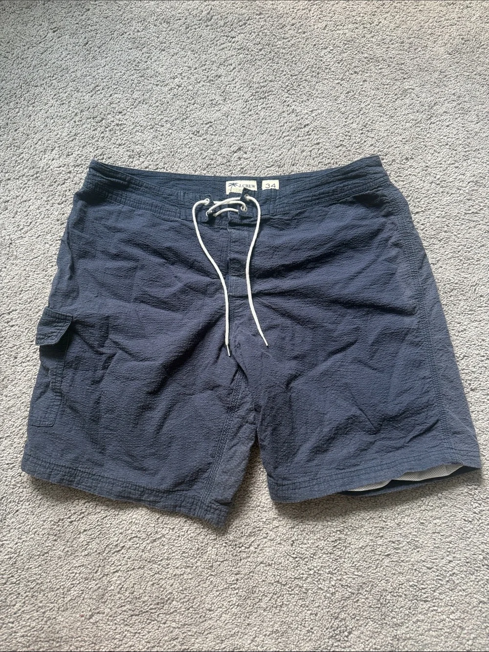 J. Crew Navy Blue Men’s Swim Board Shorts with Drawstring